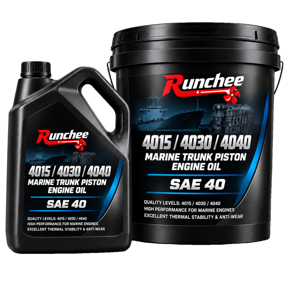 RunChee · DCB Marine Trunk Piston Engine Oil · Product range packaging reference
